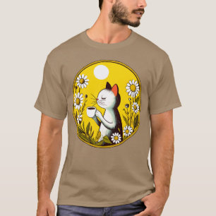 Camiseta Café Vintage Retro Gato retrô
