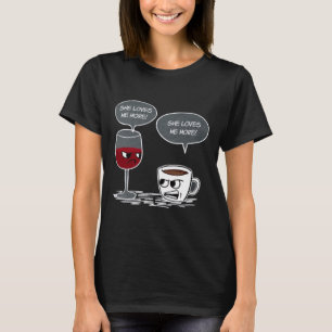 Camiseta Café Vs Wine Ela Me Ama Mais Coop Feita