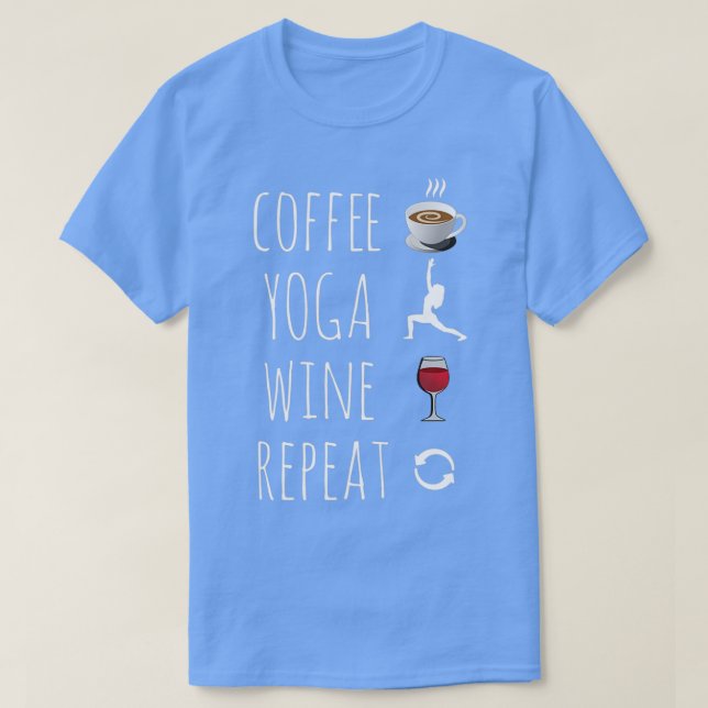 Camiseta Café Yoga Wine Repetir (Frente do Design)
