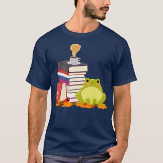 Camiseta CaféAdorando Sapos Lendo Livros Cafés Amantes