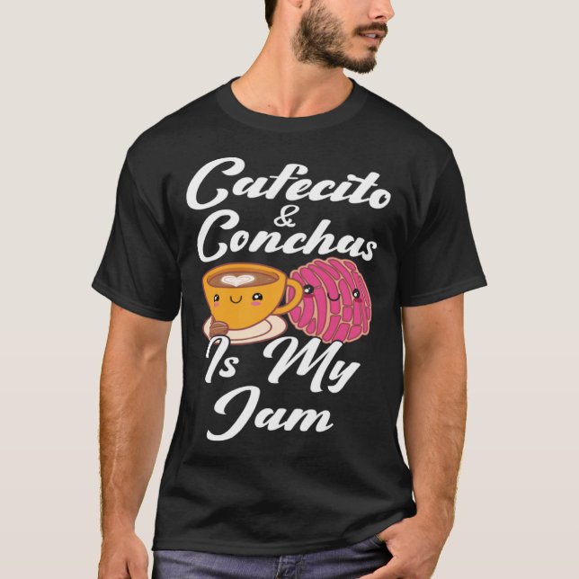Camiseta Cafecito & Conchas É O Meu Jam Cute, Espanhol (Frente)