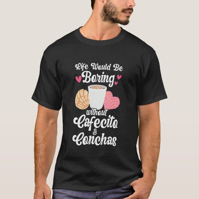 Camiseta Cafecito e Conchas Cujo Café Espanhol é Cujo Café  (Frente)