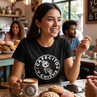 Camiseta Cafecito e Fofoca Pão doce Mexicano