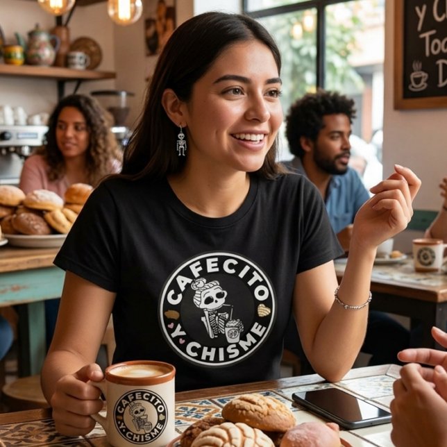 Camiseta Cafecito e Fofoca Pão doce Mexicano (Cafecito y Chisme Pan dulce Mexican  T-Shirt)