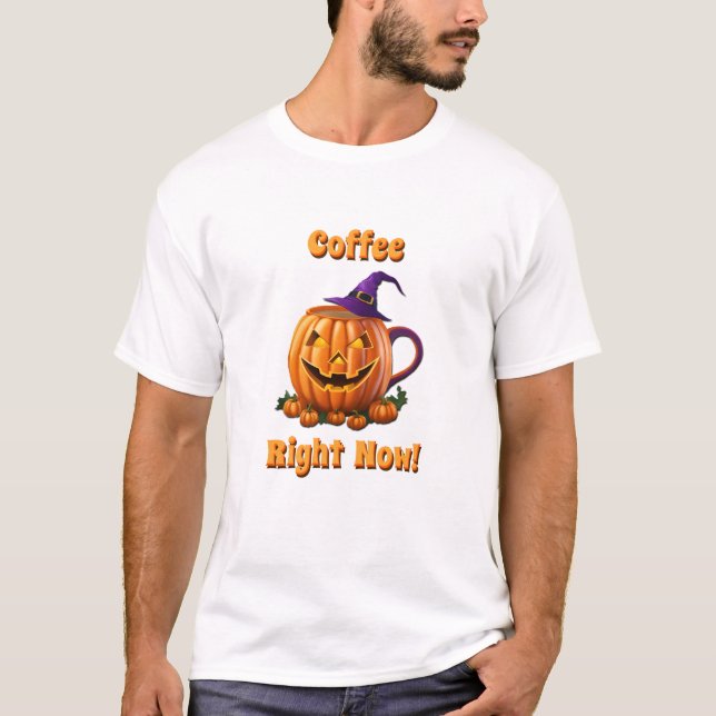 Camiseta Cafeína De Café De Halloween Pumpkin Latte (Frente)