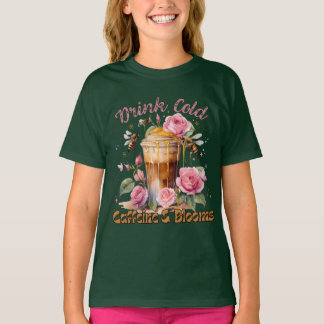 Camiseta Cafeína e Blooms: café gelado