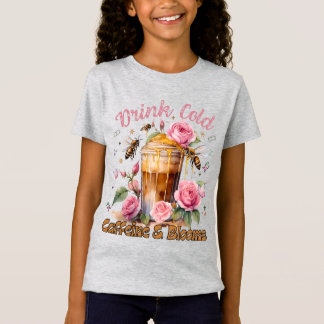 Camiseta Cafeína e Blooms: café gelado