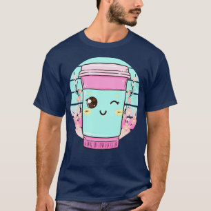 Camiseta Cafeína Engraçado da Copa do Café Kawaii Japonês