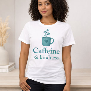 Camiseta Cafeína & Gentileza Café Azul Turquesa Menta Pálid