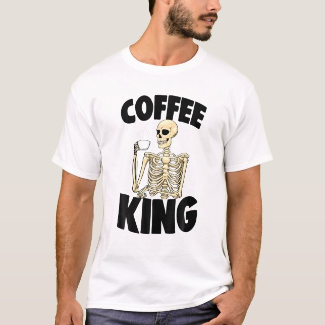Camiseta Cafeína King Caffeine Mulheres Engraçadas Café Ske (Frente)