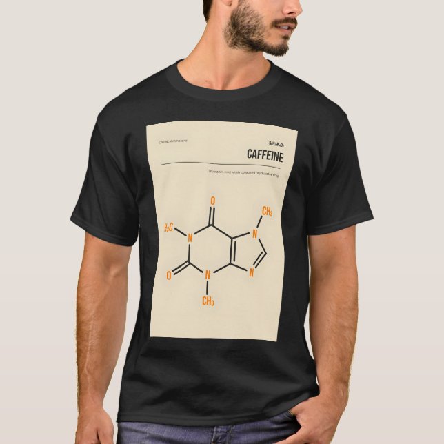 Camiseta Caffeine Molecule Vintage Book Cobrir (Frente)