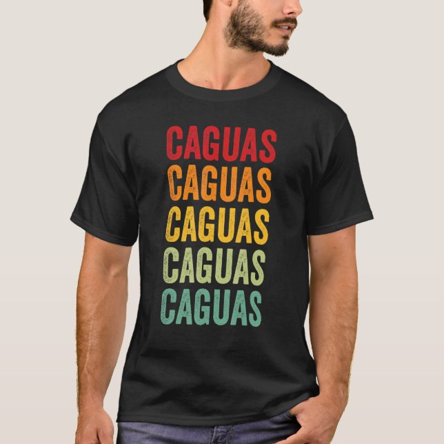 Camiseta Caguas County Puerto Rico Rainbow Text Design (Frente)