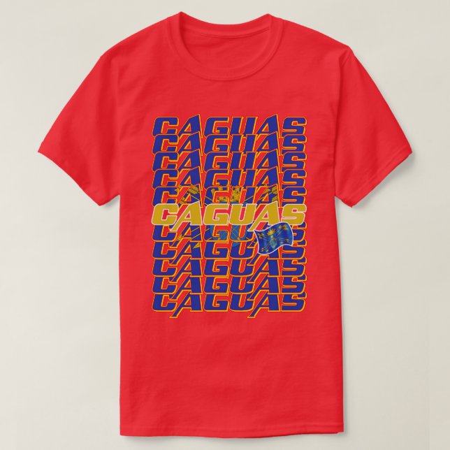 Camiseta Caguas: Texto em cascata 1 (Frente do Design)