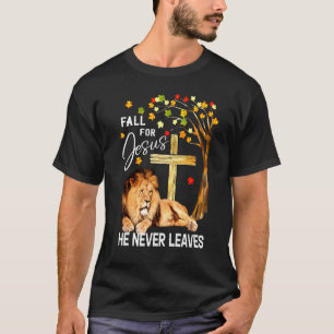 Camiseta Cai Por Jesus Ele Nunca Deixa O Leão Jesus Cruzand