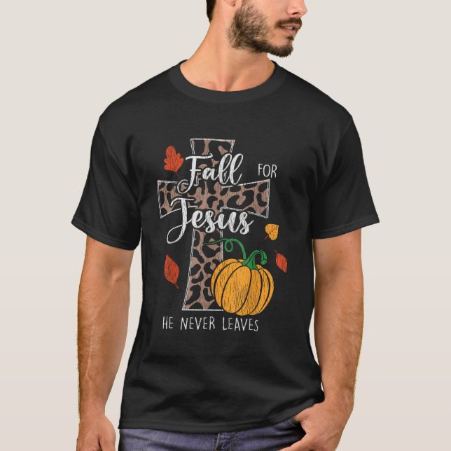 Camiseta Cai Por Jesus Ele Nunca Deixou Pumpkin No Dia De A (Frente)