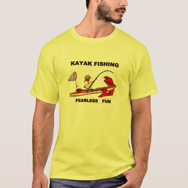 Camiseta Caiaque que pesca o divertimento sem medo (Frente)