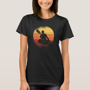 Camiseta Caiaque Retro Canoa Pôr do Sol Caiaque Remando Rem