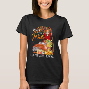 Camiseta Cair Por Jesus Ele Nunca Deixa Outono Cristão Pr