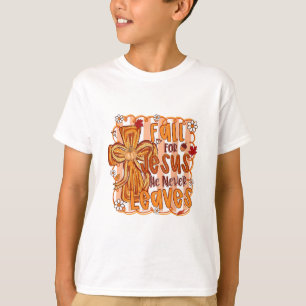 Camiseta Cair Por Jesus Ele Nunca Deixa Outono Cristão Th