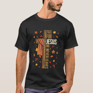 Camiseta Cair por Jesus Ele Nunca Deixa Outono Fé Cristã