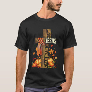Camiseta Cair por Jesus Ele Nunca Deixa Outono Fé Cristã