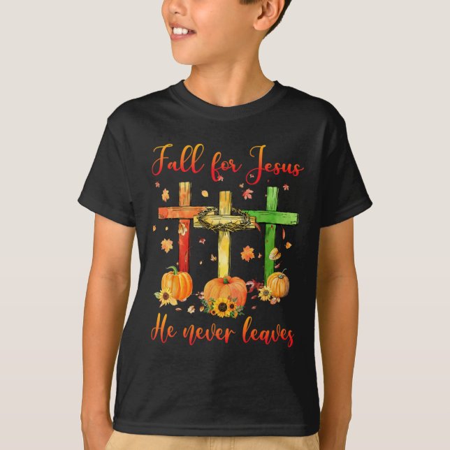 Camiseta Cair Por Jesus Ele Nunca Sai Do Autumn Christian G (Frente)