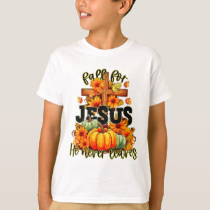 Camiseta Cair Por Jesus Ele Nunca Sai Do Outono