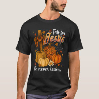 Camiseta Cair Por Jesus Ele Nunca Sai Folhas Outono Chris