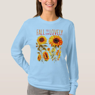 Camiseta Cair Você Parece Adorável, Autumn Sunflower Waterc