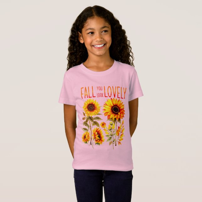 Camiseta Cair Você Parece Adorável, Autumn Sunflower Waterc (Frente Completa)