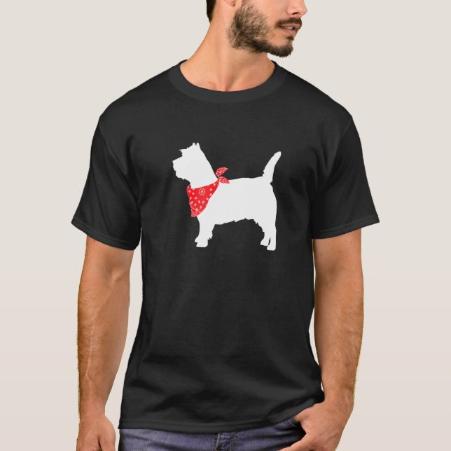 Camiseta Cairn Terrier Dog Vestindo Red Bandana (Frente)