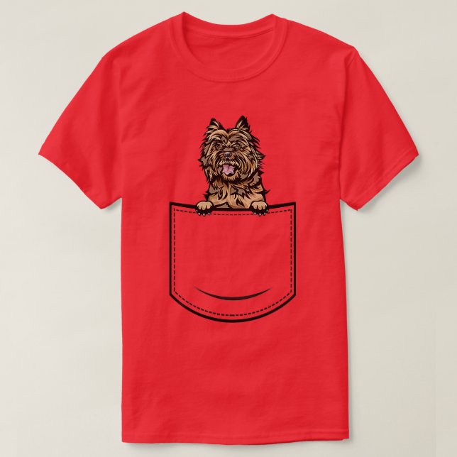 Camiseta Cairn Terrier Em Pocket Funny Dog Proprietário  (Frente do Design)