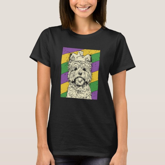 Camiseta Cairn Terrier Jester Mardi Gras Dog Mom or Dad (Frente)