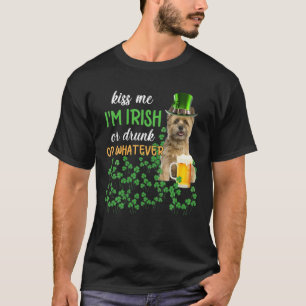 Camiseta Cairn Terrier me beije, sou irlandês, Bebado ou o