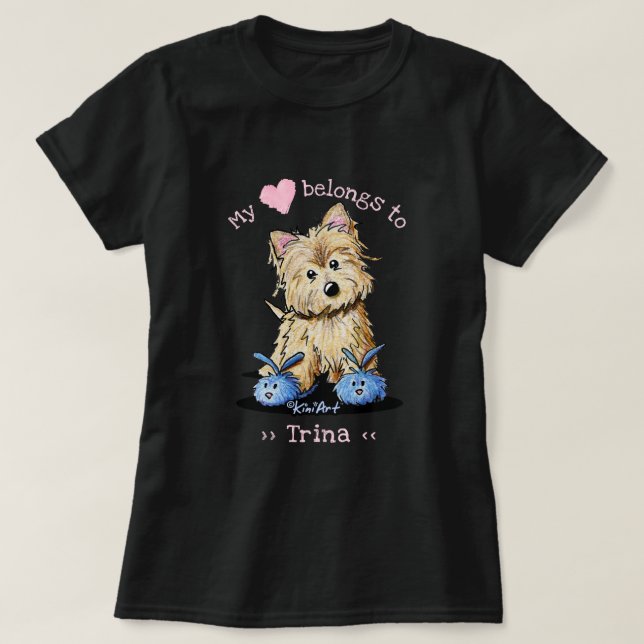 Camiseta Cairn Terrier My Heart Pertence (Frente do Design)