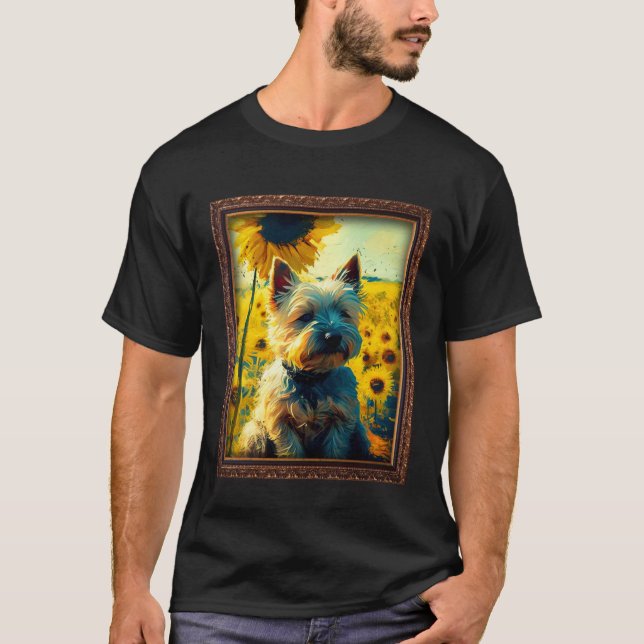 Camiseta Cairn Terrier Painting Sunflower Flower Mom Women  (Frente)