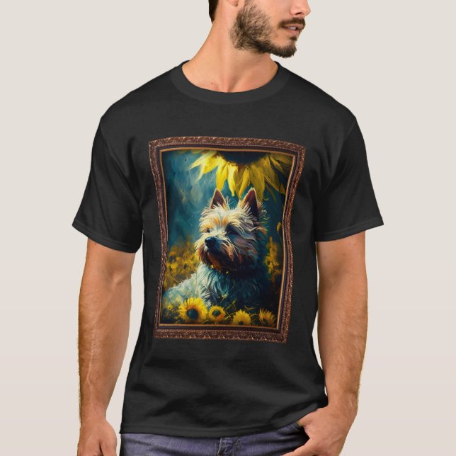 Camiseta Cairn Terrier Painting Sunflower Flower Mom Women  (Frente)