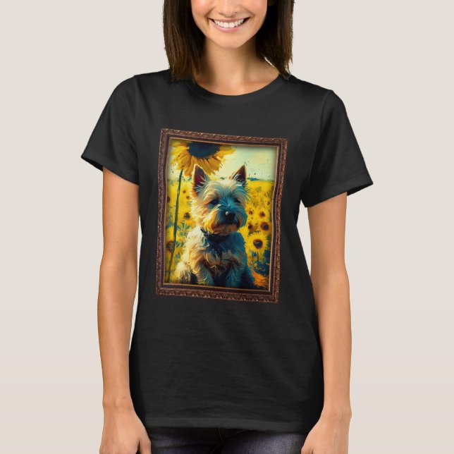 Camiseta Cairn Terrier Painting Sunflower Flower Mom Women  (Frente)