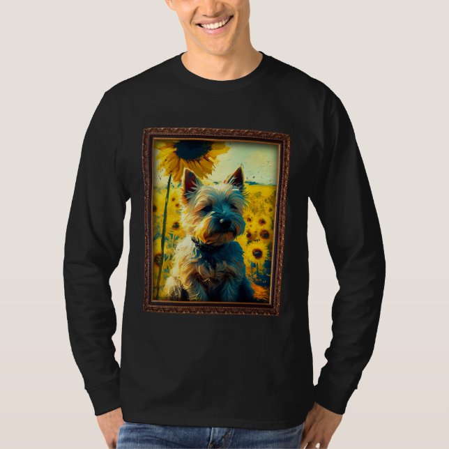 Camiseta Cairn Terrier Painting Sunflower Flower Mom Women  (Frente)