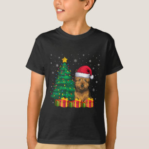 Camiseta Cairn Terrier Santa Hat - Luzes de Natal