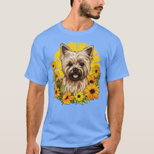 Camiseta Cairn Terrier Sunflower Flower Garden Colorida Pup
