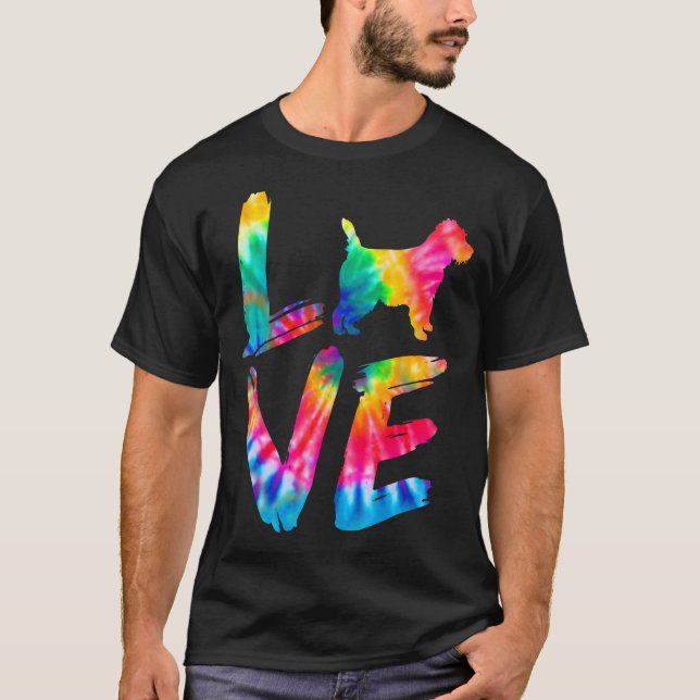 Camiseta Cairn Terrier Tie Dye Love Dog Mãe Pai (Frente)