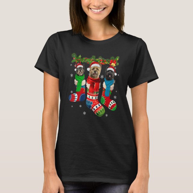 Camiseta Cairn Terriers Cachorros Meias de Natal Xmas Pupp (Frente)