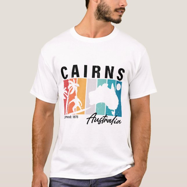 Camiseta Cairns Austrália Vintage Retro Souvenirs 80s (Frente)