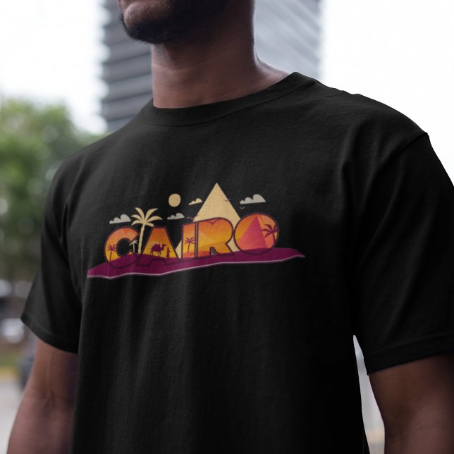 Camiseta Cairo City Lettering With Camels T-Shirt (Criador carregado)
