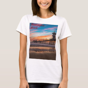 Camiseta Cais de praia de Huntington no pôr do sol