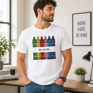 Camiseta Caixa Colorida de Giz de Cera para Nome de Sala de