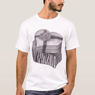Camiseta Caixa Cor-de-Rosa, Fita Vermelha, Padrão Zebra
