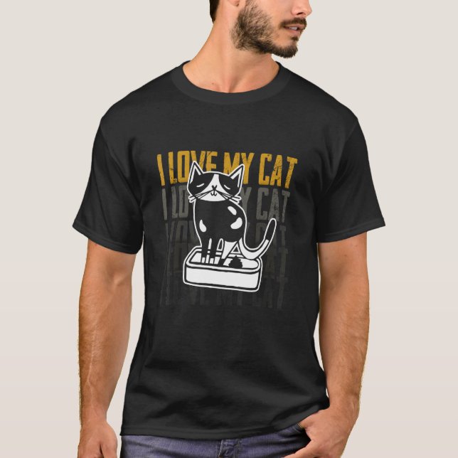 Camiseta Caixa De Alojamento De Gato De Gato Limpando Depoi (Frente)