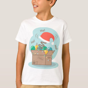 Camiseta Caixa de artesanato com decoração de Natal e chapé